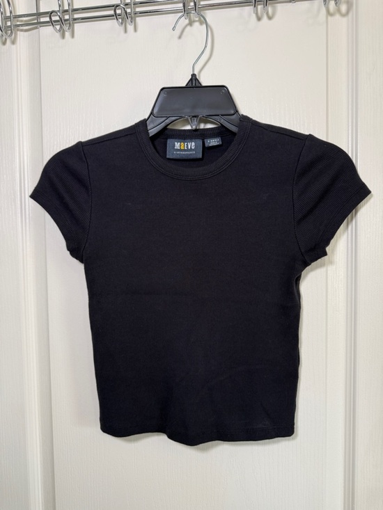 Maeve Tops - Maeve Anthropologie Ribbed Crop Tee XS Black Fitted Short Sleeve Top
